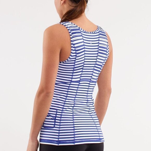 Lululemon Run: Stay On Course Tank Blue Stripe Size 4 - Picture 2 of 7